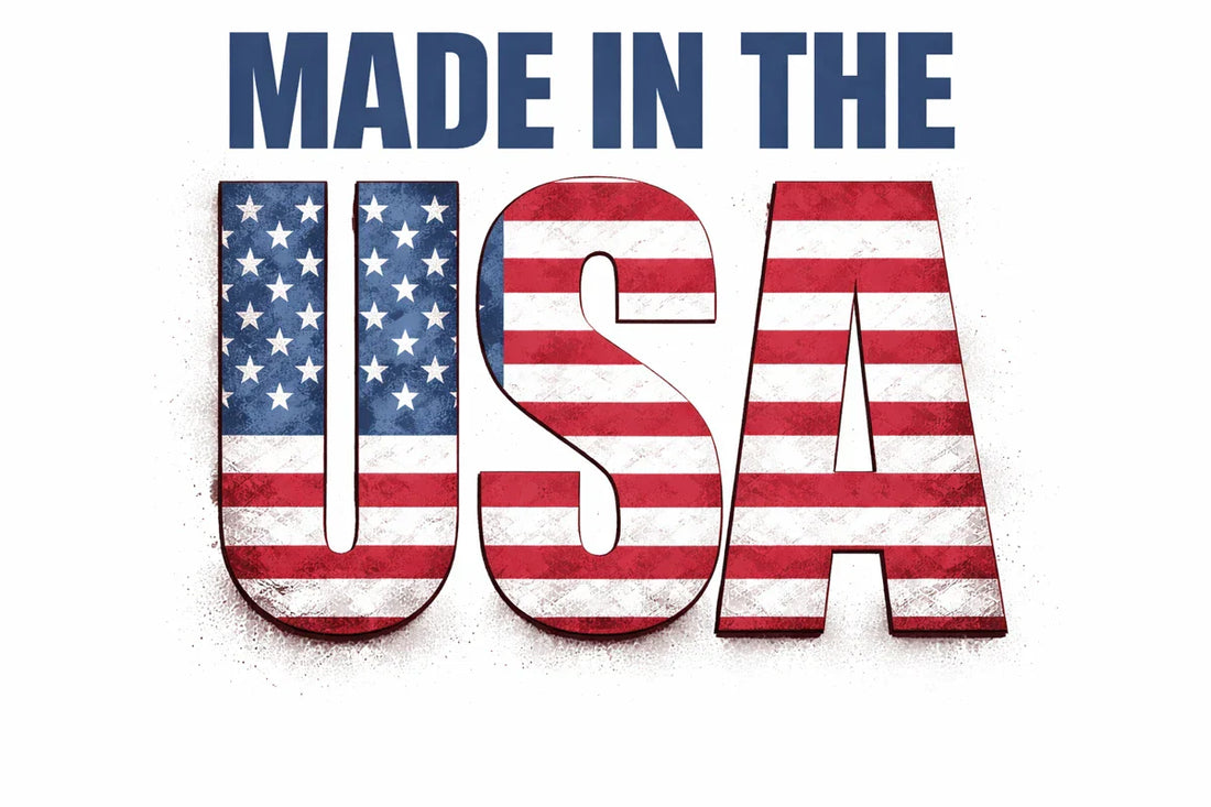 USA made powder coating hooks manufacturing graphic with American flag