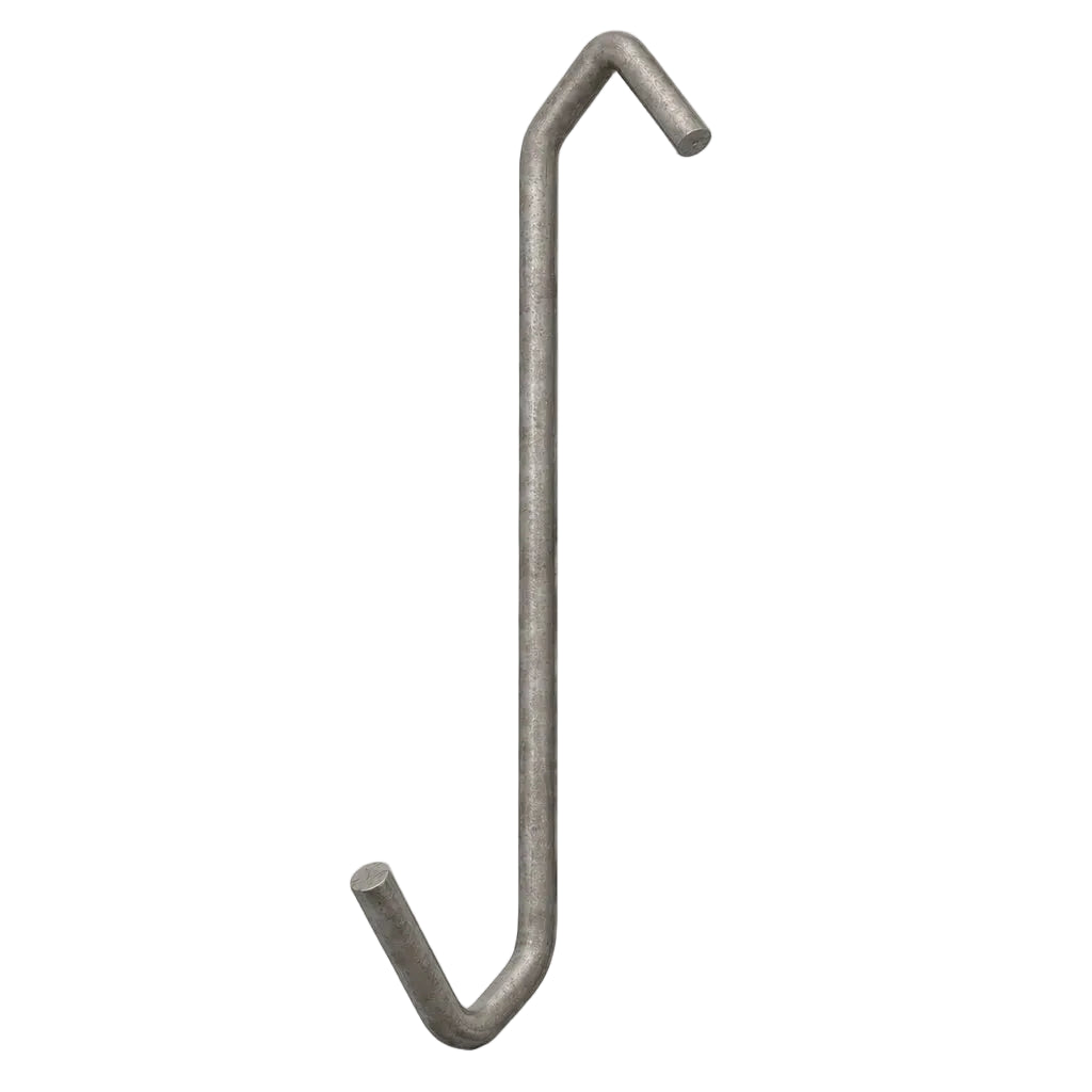 Basic Steel 90 degree V-hook for powder coating and industrial finishing applications on a white background.