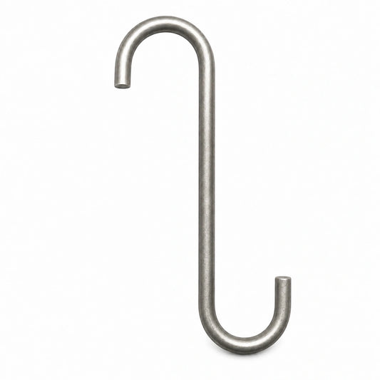Basic Steel S-hook for powder coating and industrial finishing applications on a white background.