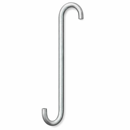304 stainless steel 90 degree C-hook for powder coating and industrial finishing applications on a white background.