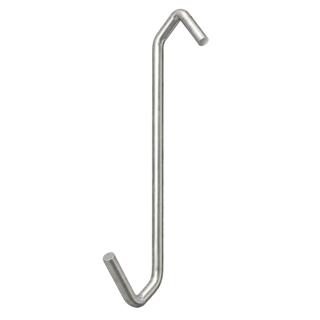 304 stainless steel 90 degree V-hook for powder coating and industrial finishing applications on a white background.